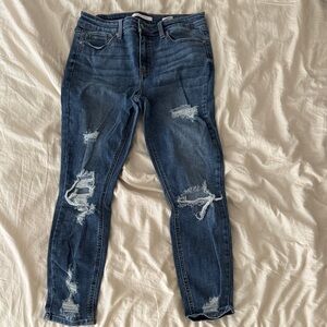 Eunina Dark Blue Distressed Skinny Jeans